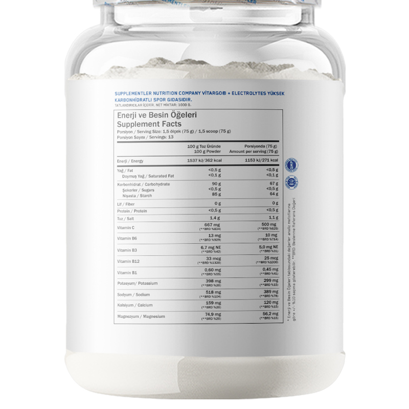 Supplementler.Com Vitargo Electrolytes 1000 Gr - Karbonhidrat Ve Jel