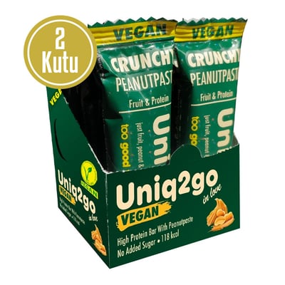 Uniq2go In Love Fıstık Ezmeli Pirinç Proteinli Vegan Bar 32 Gr 12 Adet x 2 Kutu